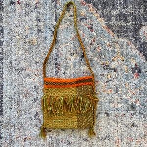Vintage 60s/70s Handmade Woven Bag with Fringe
